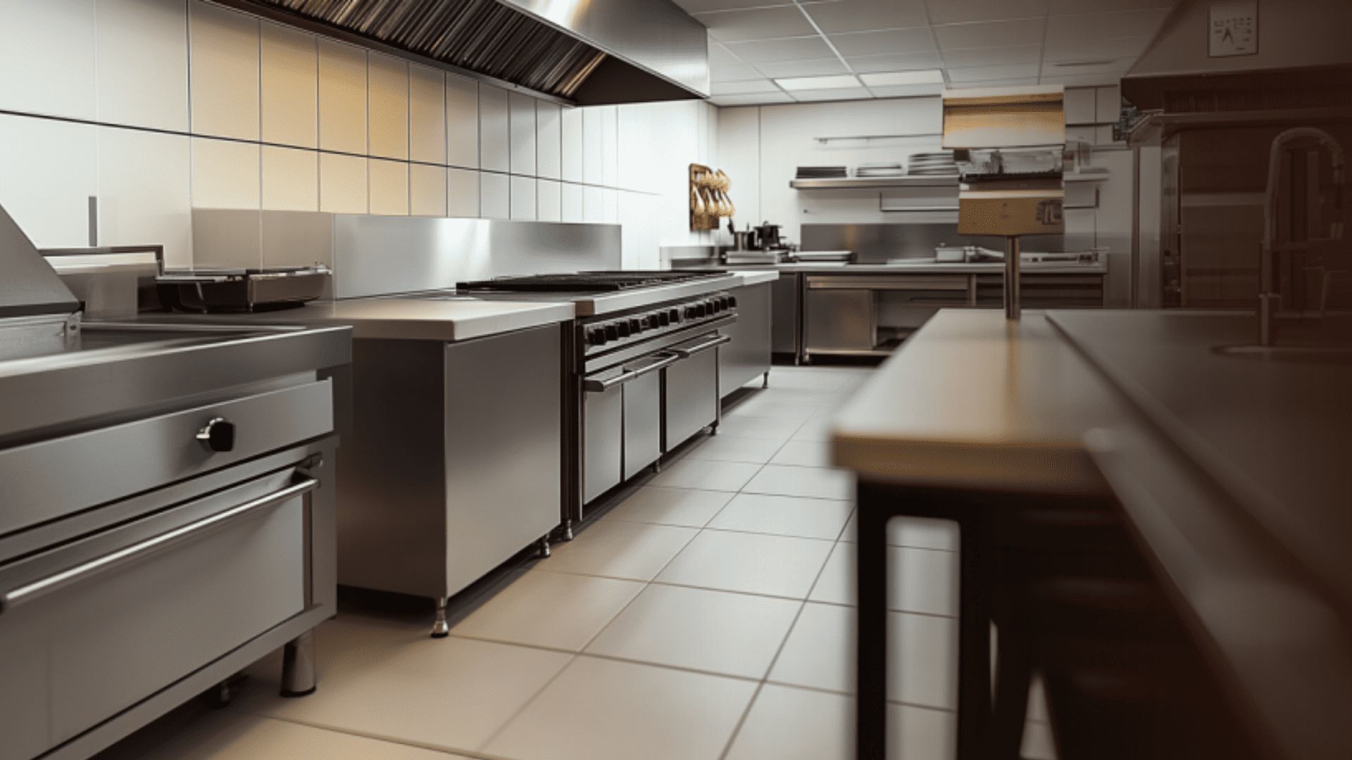 Cozinha industrial com piso em porcelanato técnico extrudado