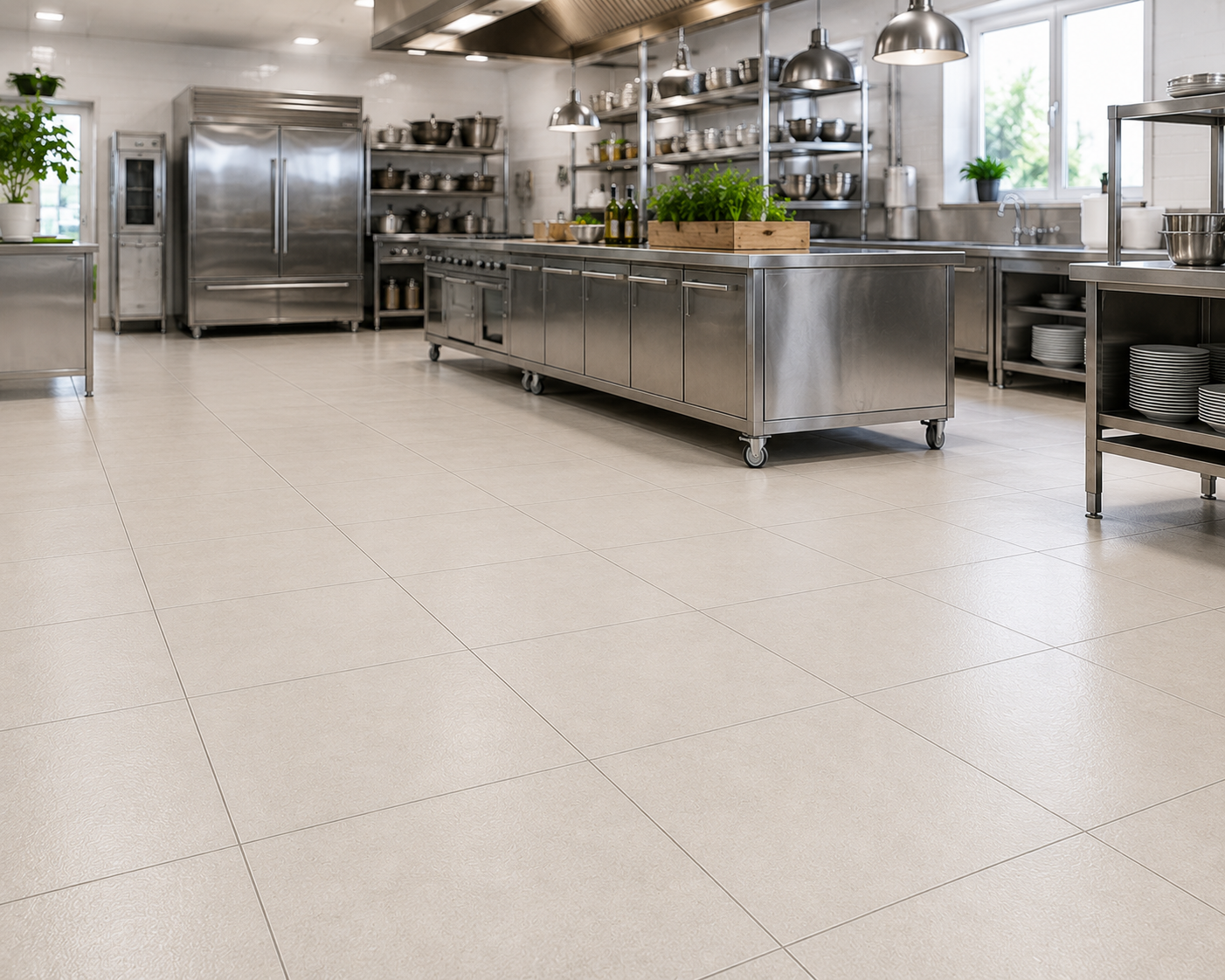 Piso para Cozinha Industrial: Como Escolher o Revestimento Ideal para Segurança, Higiene e Durabilidade
